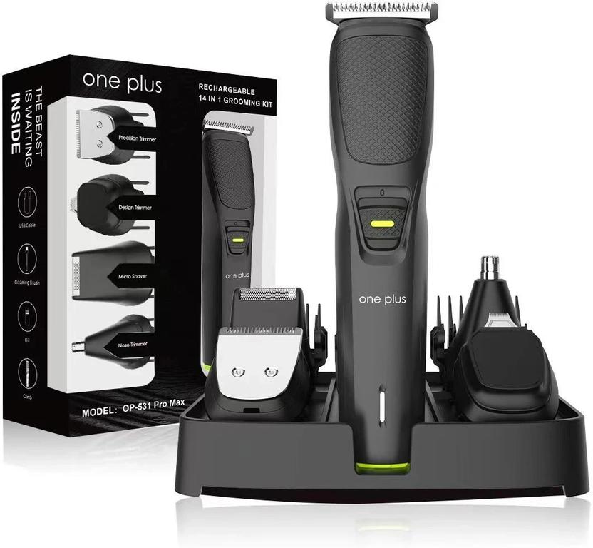 One Plus OP 531 Pro Max 14 in 1 Face, Body & Private Parts,DualCut Tehnology Grooming Kit Trimmer 120 min Runtime 4 Length Settings
