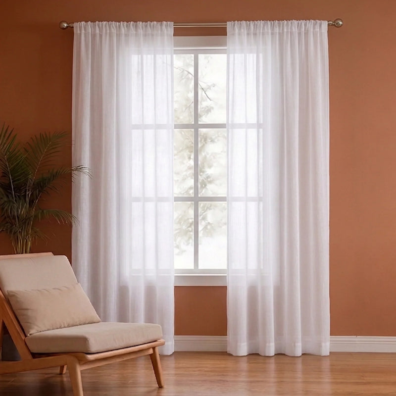 Fort Absolute - Rod Pocket White Sheer Curtain-1