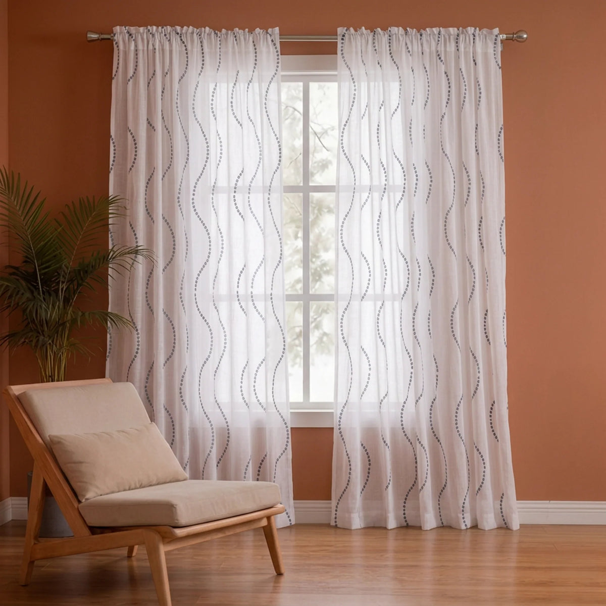 Imprimer Wavy Rhythm - Sheer Curtain Rod Pocket