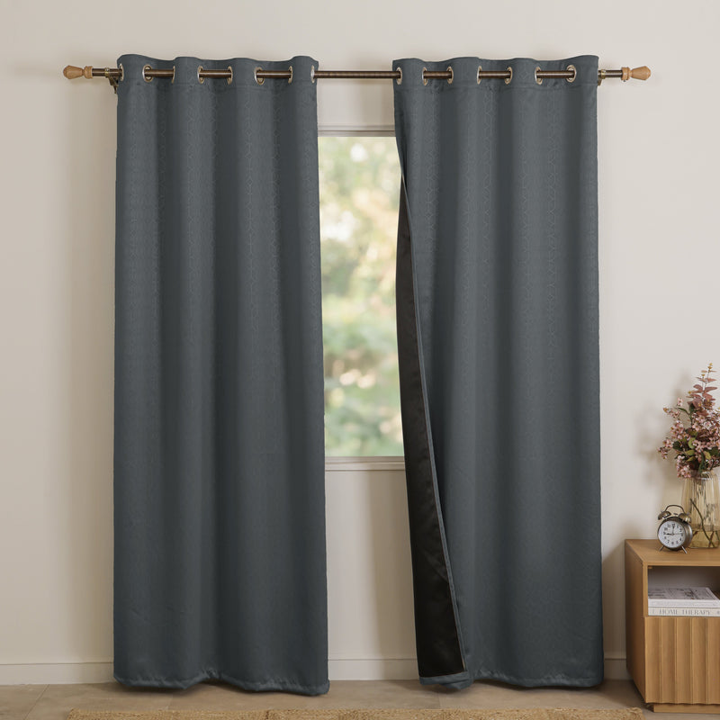 Grey Solid Eyelet Curtain-1