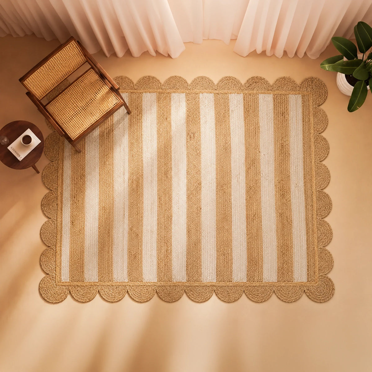 Scalloped Stripe Jute Area Rug - Rectangular-7