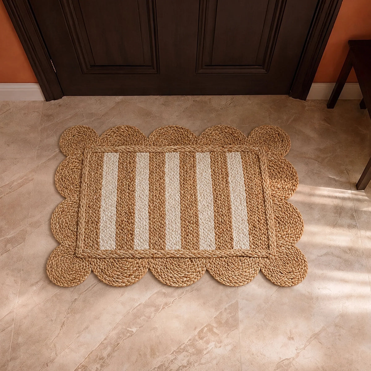 Scalloped Stripe Jute Area Rug - Rectangular
