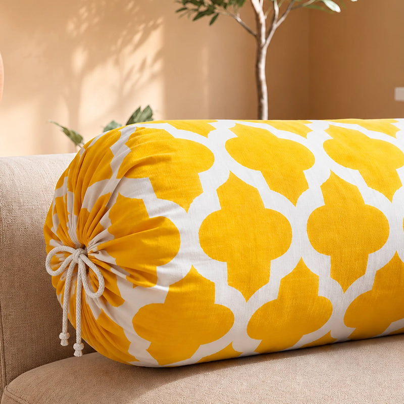 Imprimer Quatrefoil - Printed Bolster Cover (Yellow)-2