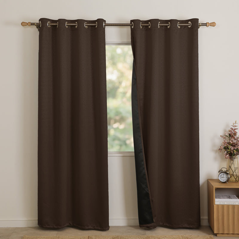 Brown Solid Eyelet Curtain-1