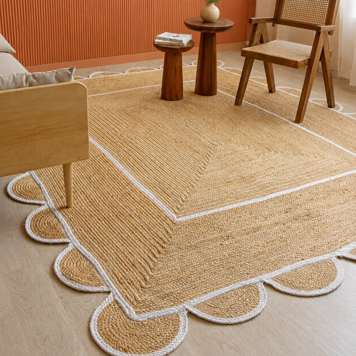Scalloped Border Jute Area Rug - Rectangular-16