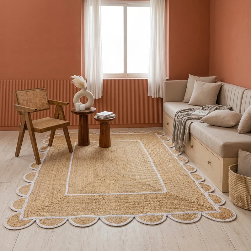 Scalloped Border Jute Area Rug - Rectangular-11