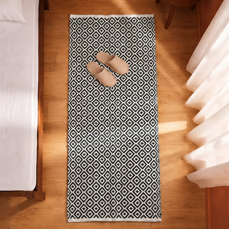 Tessitura Confetti - Diamond Cotton Rug (Grey & White)-4