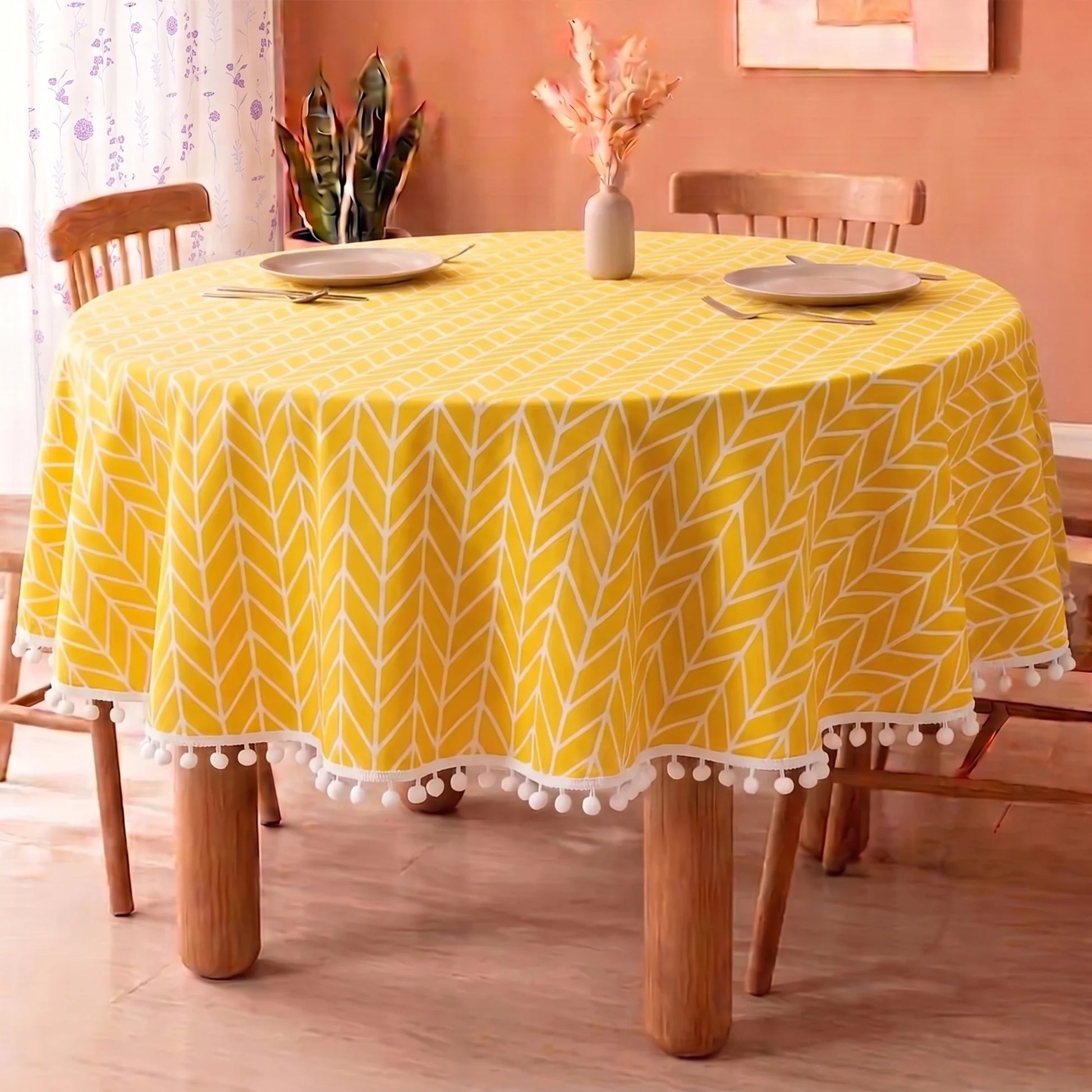Cotton Quatrefoil Printed Dining Table Cover-4