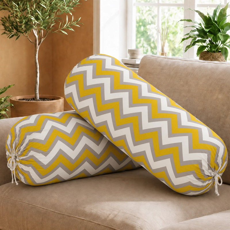 Imprimer Chevron - Printed Bolster Cover (Yellow)-1