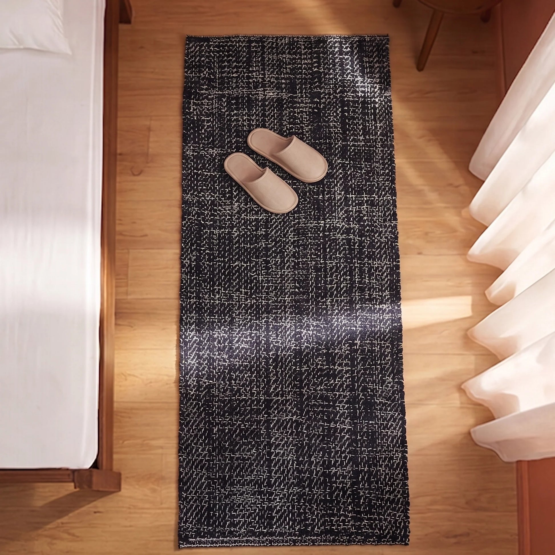 Tessitura Chromatic - Herringbone Cotton Rug (Black)-4