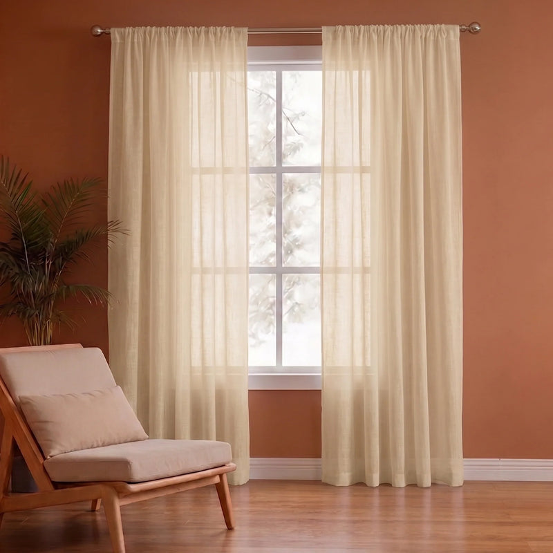 Fort Absolute - Rod Pocket Beige Sheer Curtain-1