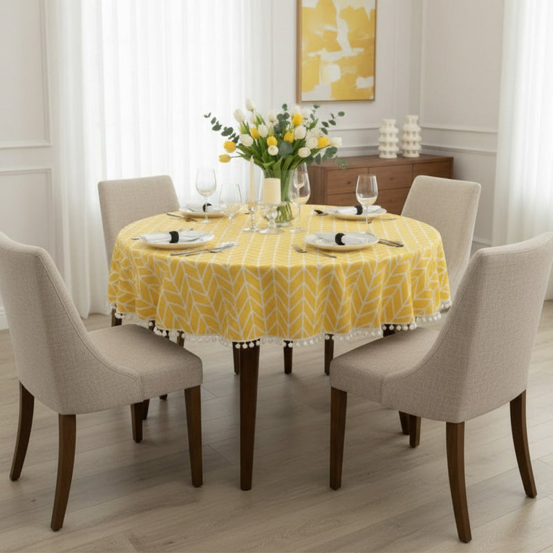 Cotton Quatrefoil Printed Dining Table Cover-2