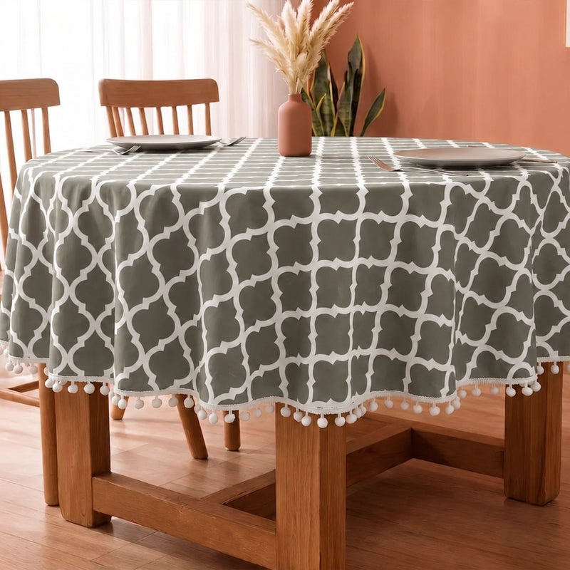 Cotton Quatrefoil Printed Dining Table Cover-1