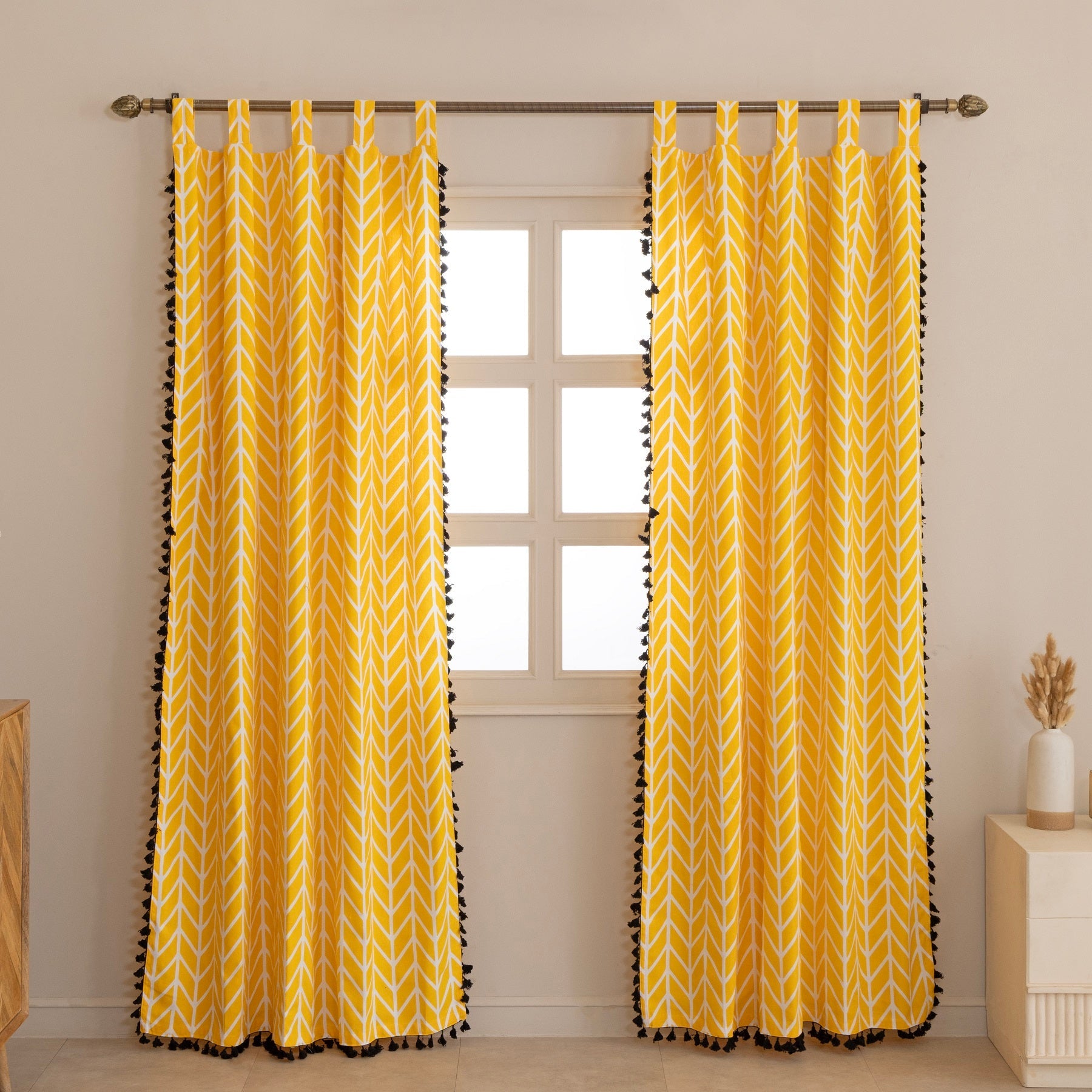 Imprimer Handpicked Aztec - Printed Semi Blackout Eyelet Curtain (Yellow)