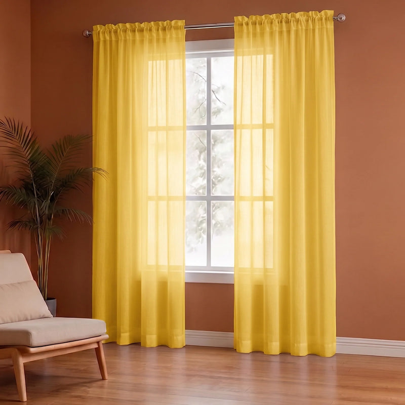 Fort Absolute - Rod Pocket Yellow Sheer Curtain-1
