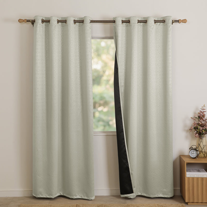 Off White Solid Eyelet Curtain-1