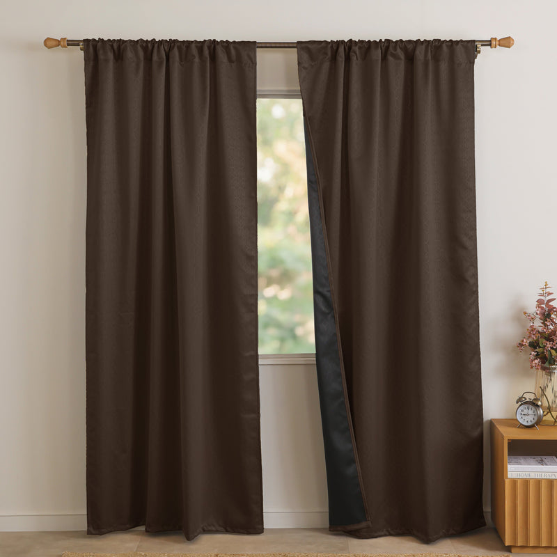 Brown Rod Pocket Solid Curtain-1