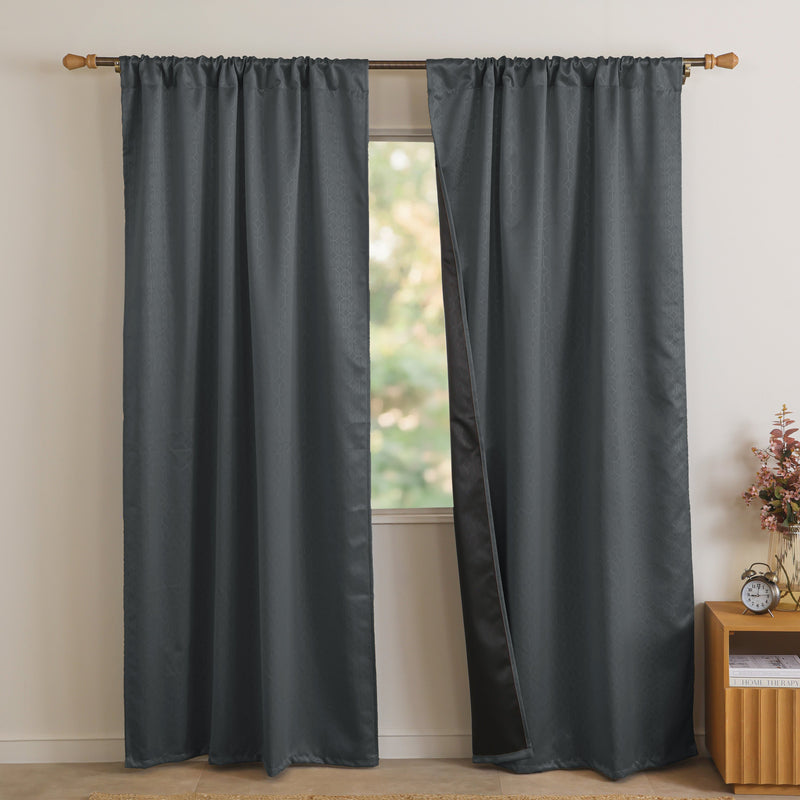Grey Rod Pocket Solid Curtain-1