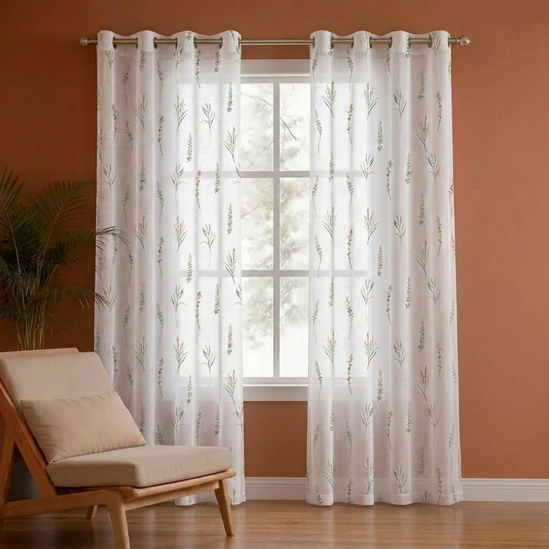 Premium Solid Sheer Curtains & Printed Sheer Curtains Combo Set-2