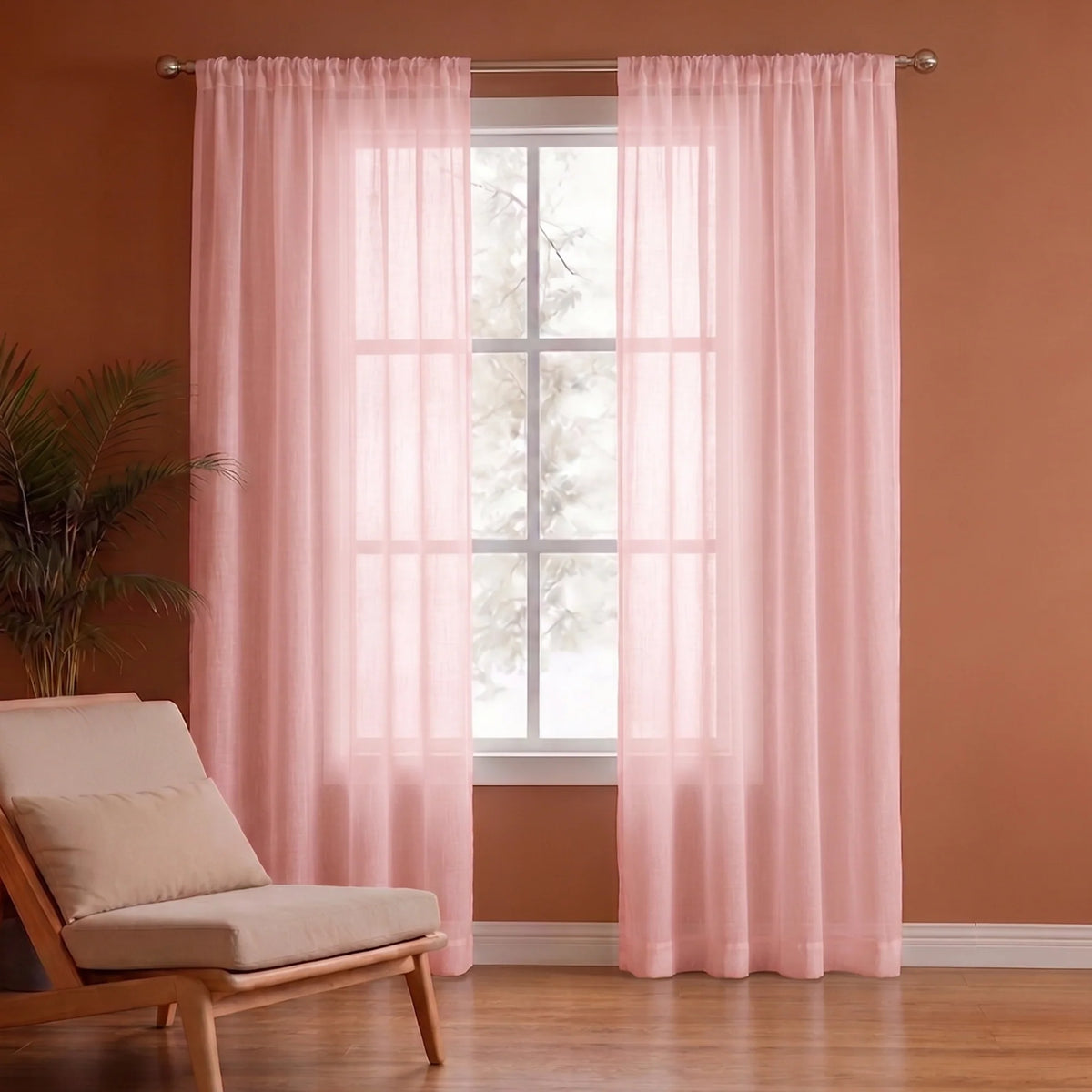 Fort Absolute - Rod Pocket Pink Sheer Curtain
