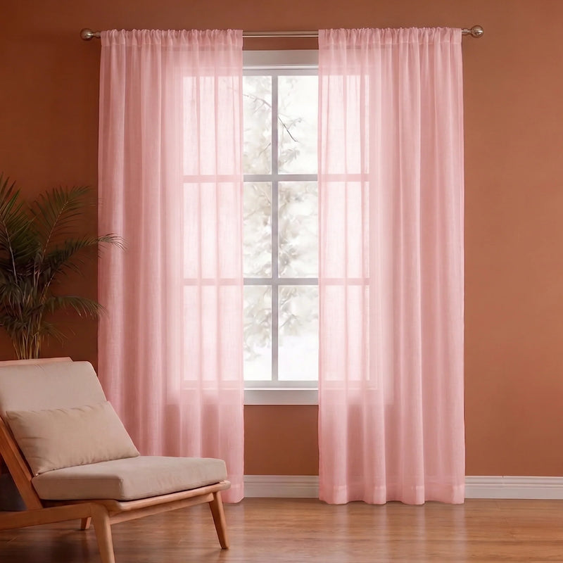 Fort Absolute - Rod Pocket Pink Sheer Curtain-1