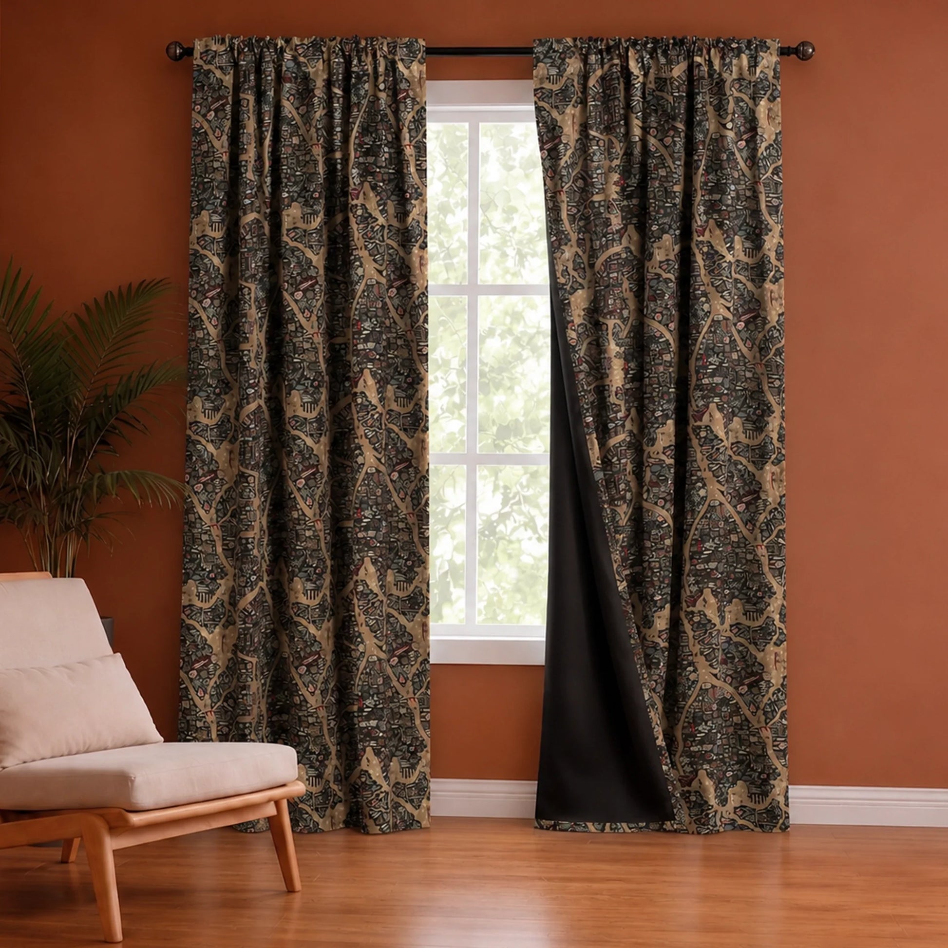 Imprimer River Village - Rod Pocket DP Curtain-1