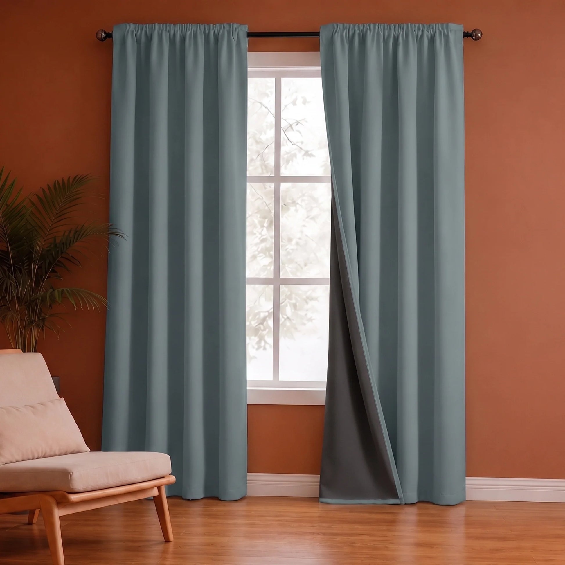 Fort Essential Abstract - Rod Pocket Black Backing Blackout Curtain (Grey)-1