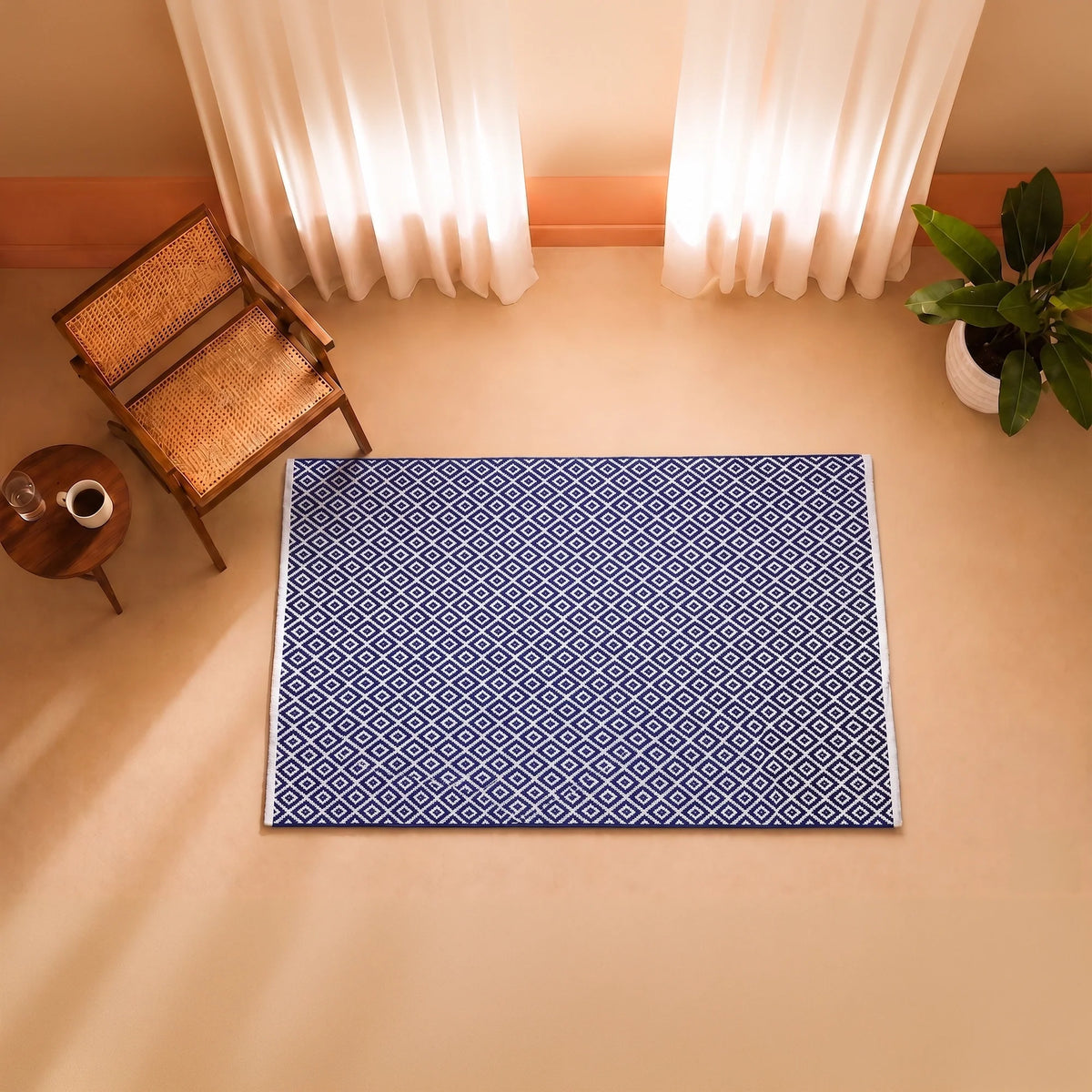 Tessitura Confetti - Diamond Cotton Rug (Blue & White)