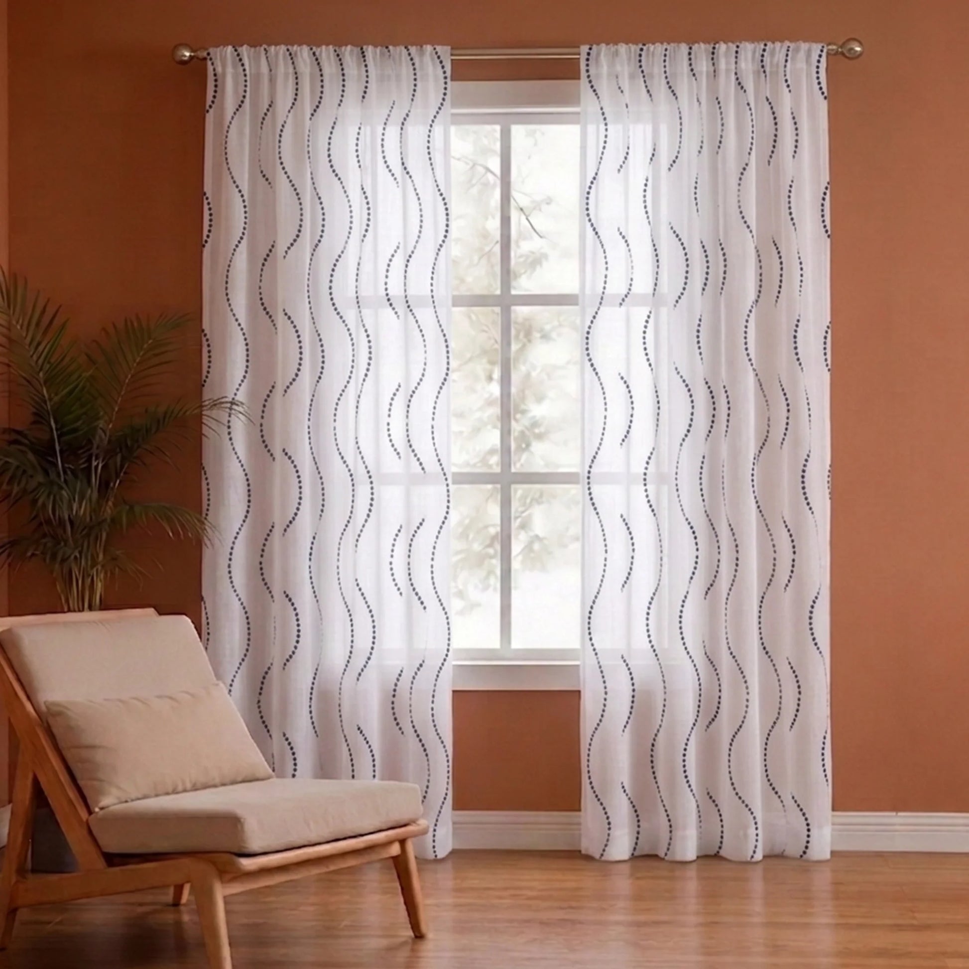 Imprimer Wavy Rhythm - Sheer Curtain Rod Pocket-1