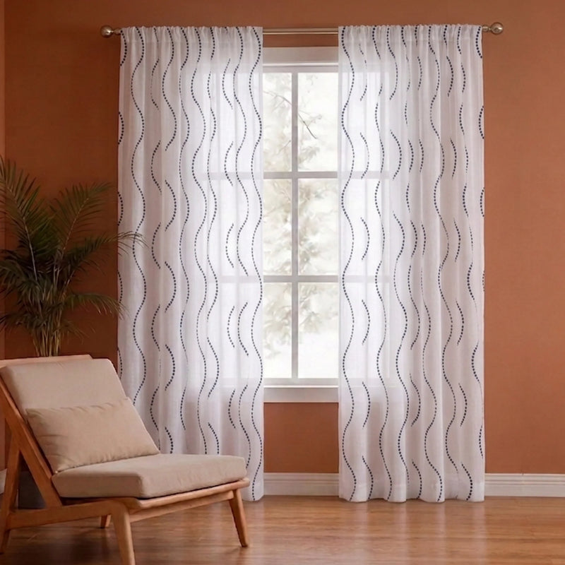 Imprimer Wavy Rhythm - Sheer Curtain Rod Pocket-1