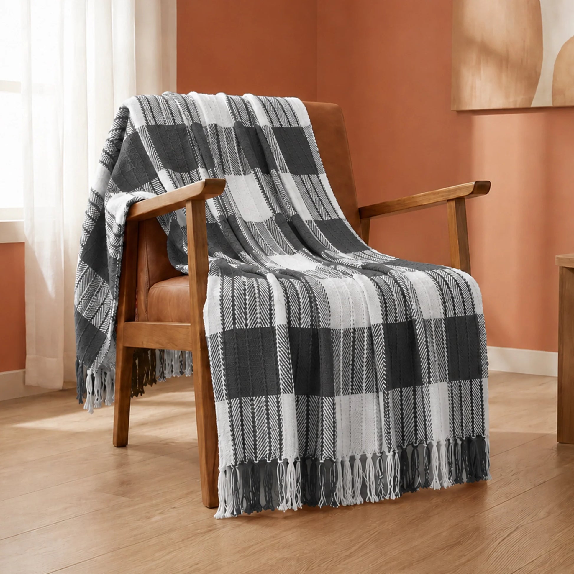 Breton Grey Harlequin - Plaid Woven Throw-1