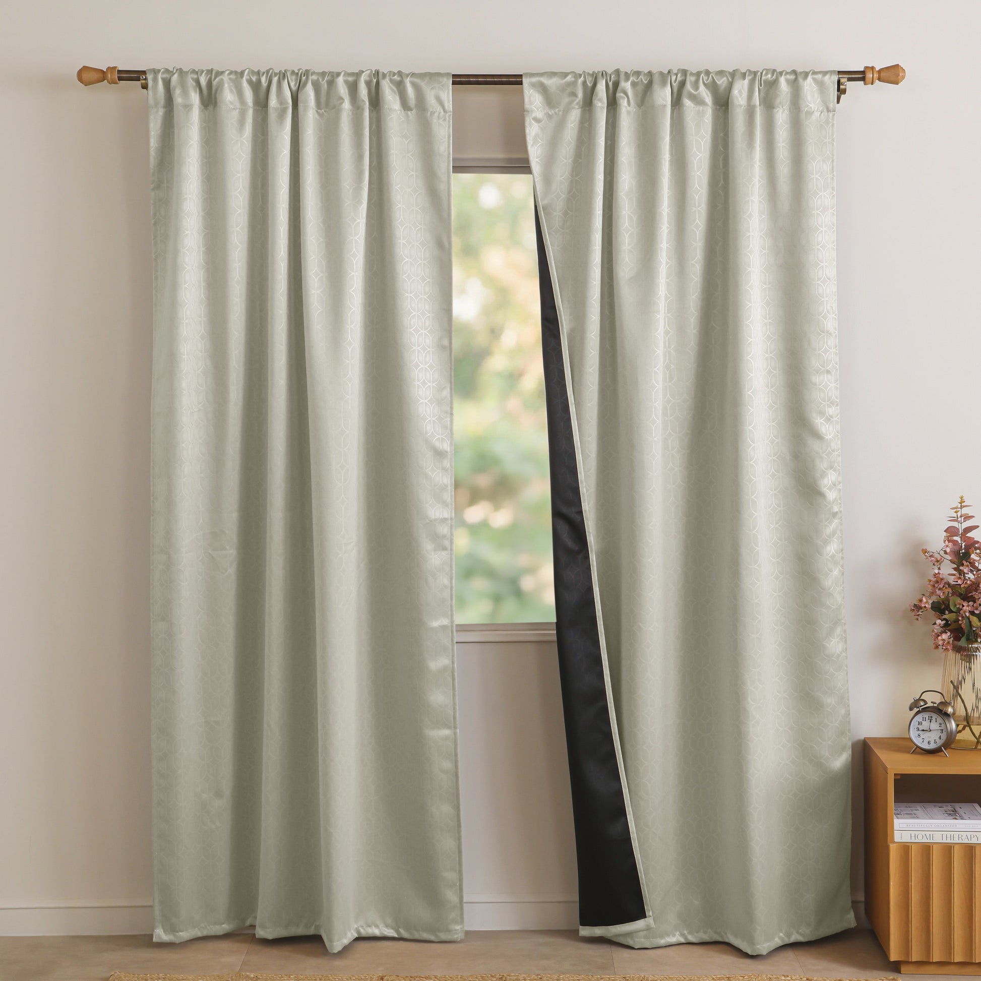 Off White Rod Pocket Solid Curtain-1