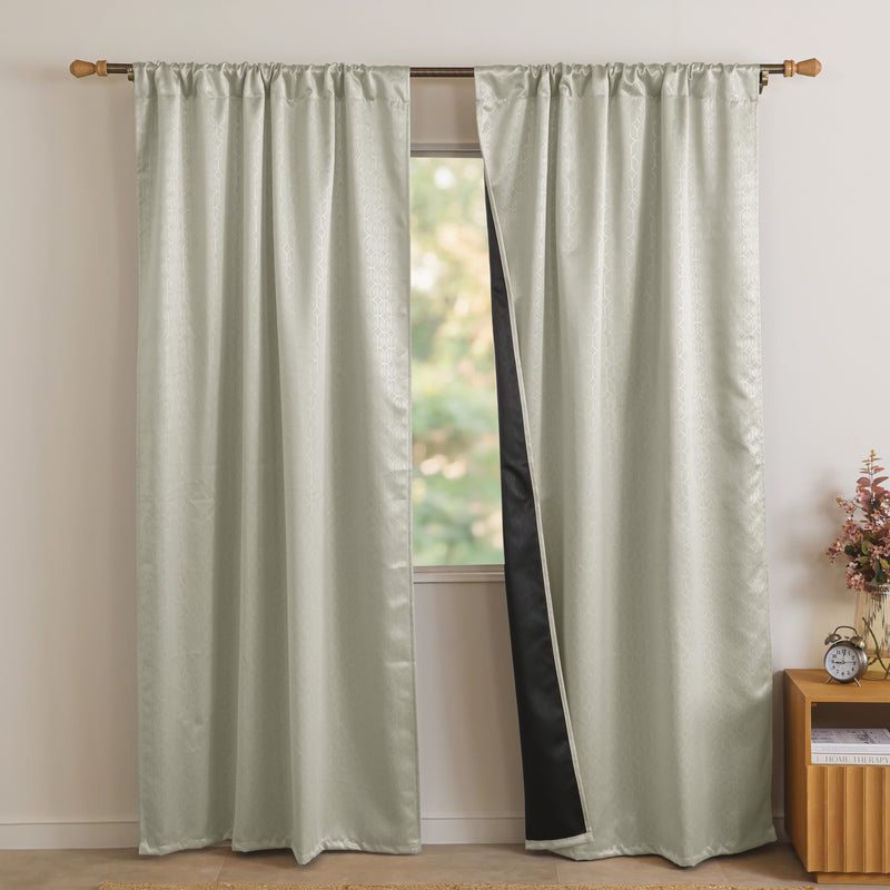 Off White Rod Pocket Solid Curtain-1