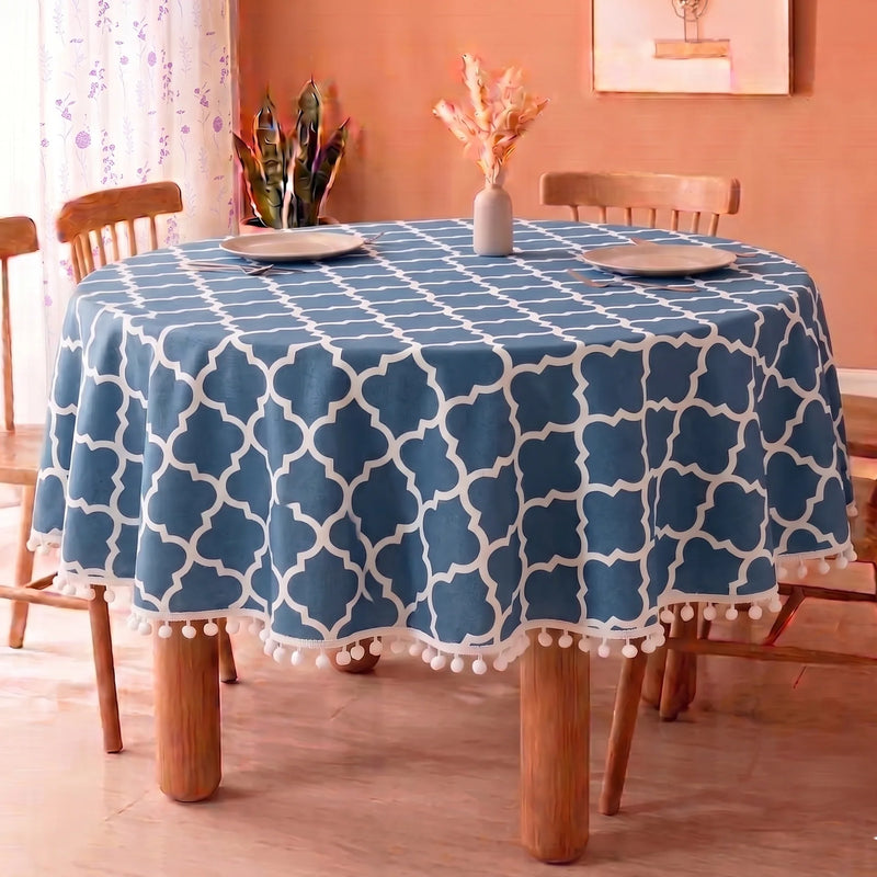 Cotton Quatrefoil Printed Dining Table Cover-3