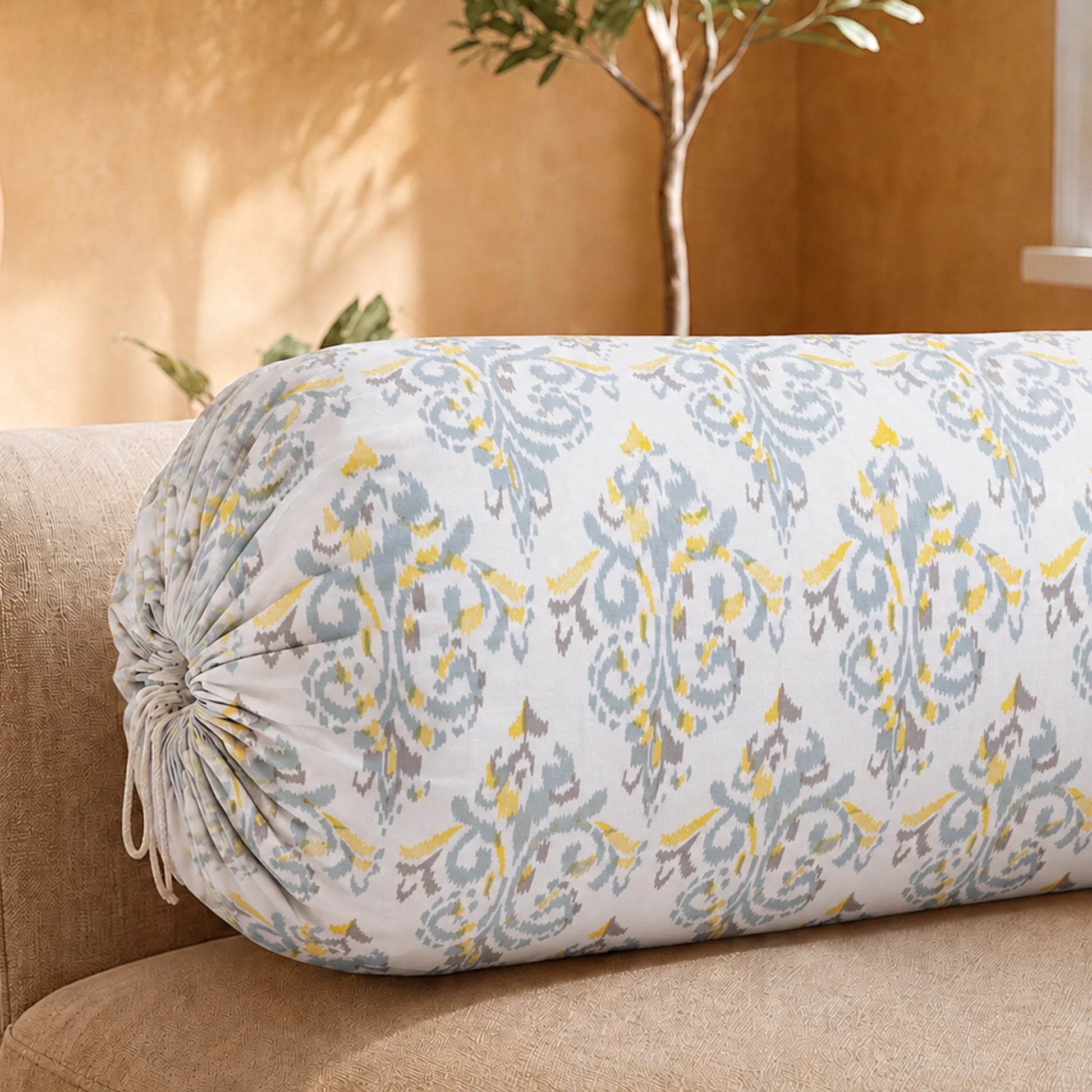 Imprimer Ikat - Printed Bolster Cover (Yellow)-2
