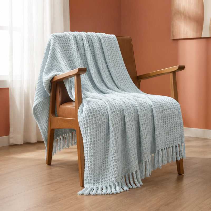 Ice Blue - Waffle Throw-1