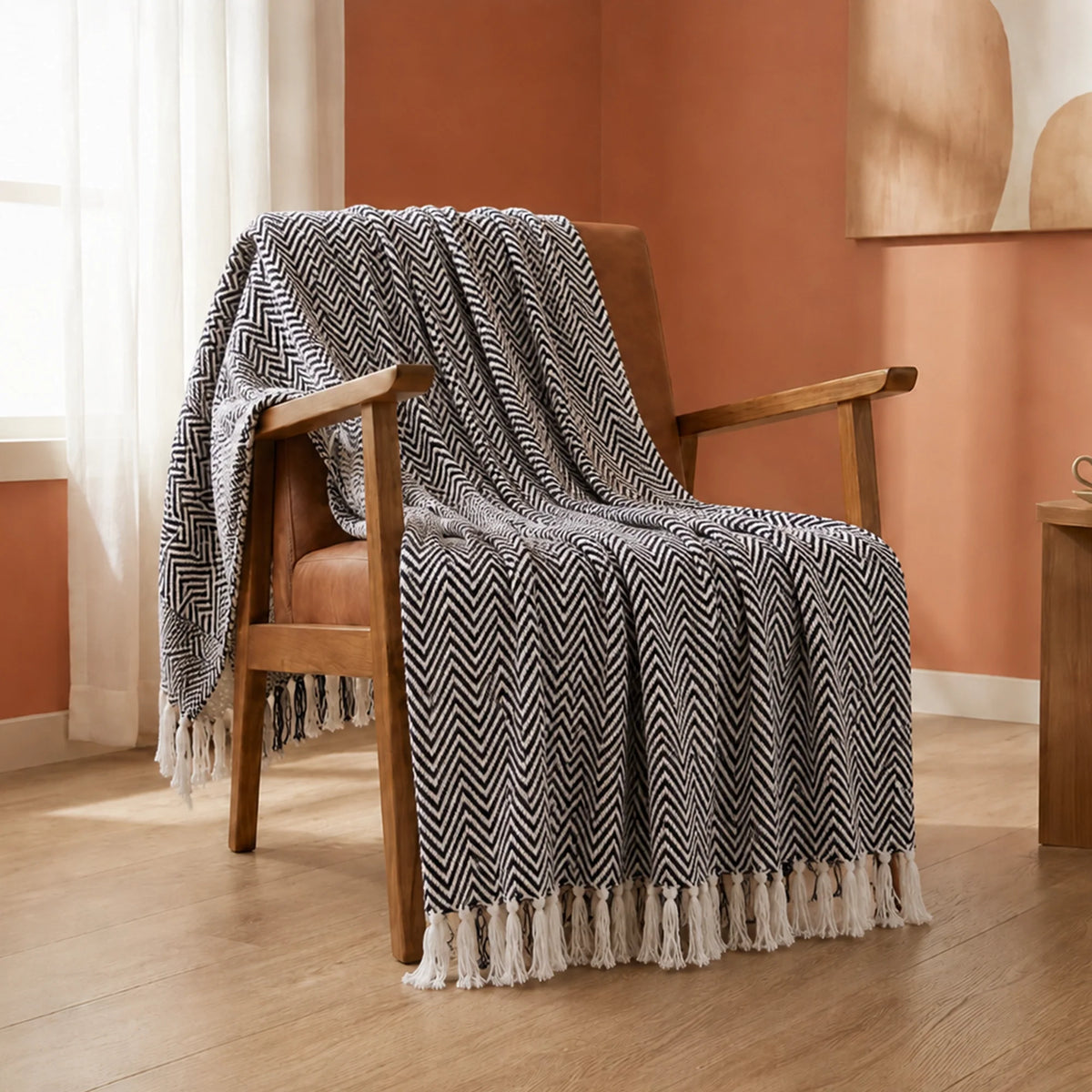 Tessitura Black Chevron - Throw