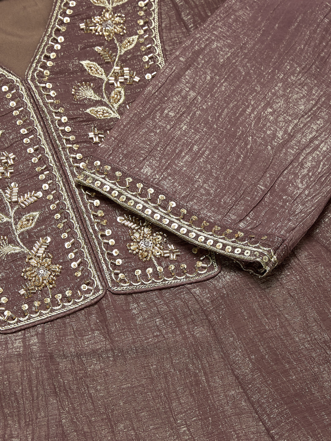 Mauve Embroidered Anarkali Suit Set with Dupatta for women