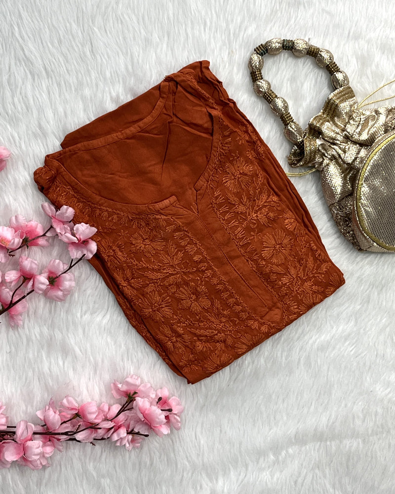 Dina | Chikankari Rayon Long Kurti