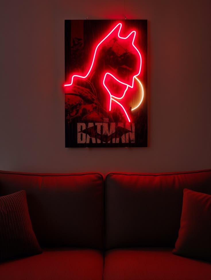 Batman Neon Wall Sign – Red LED Acrylic Décor-1