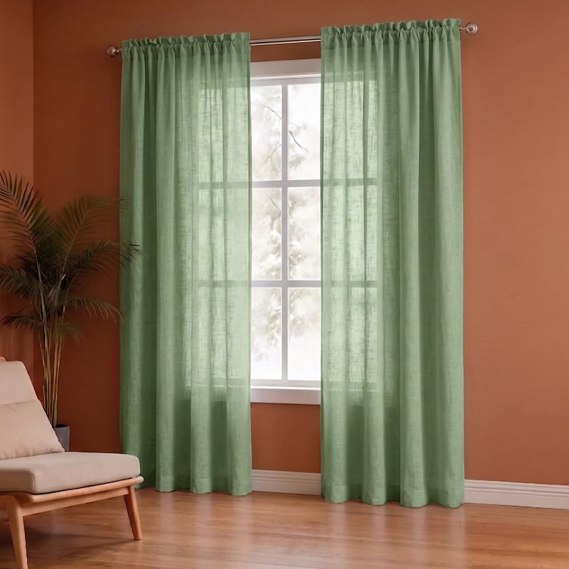 Fort Absolute - Rod Pocket Mint Green Sheer Curtain-5
