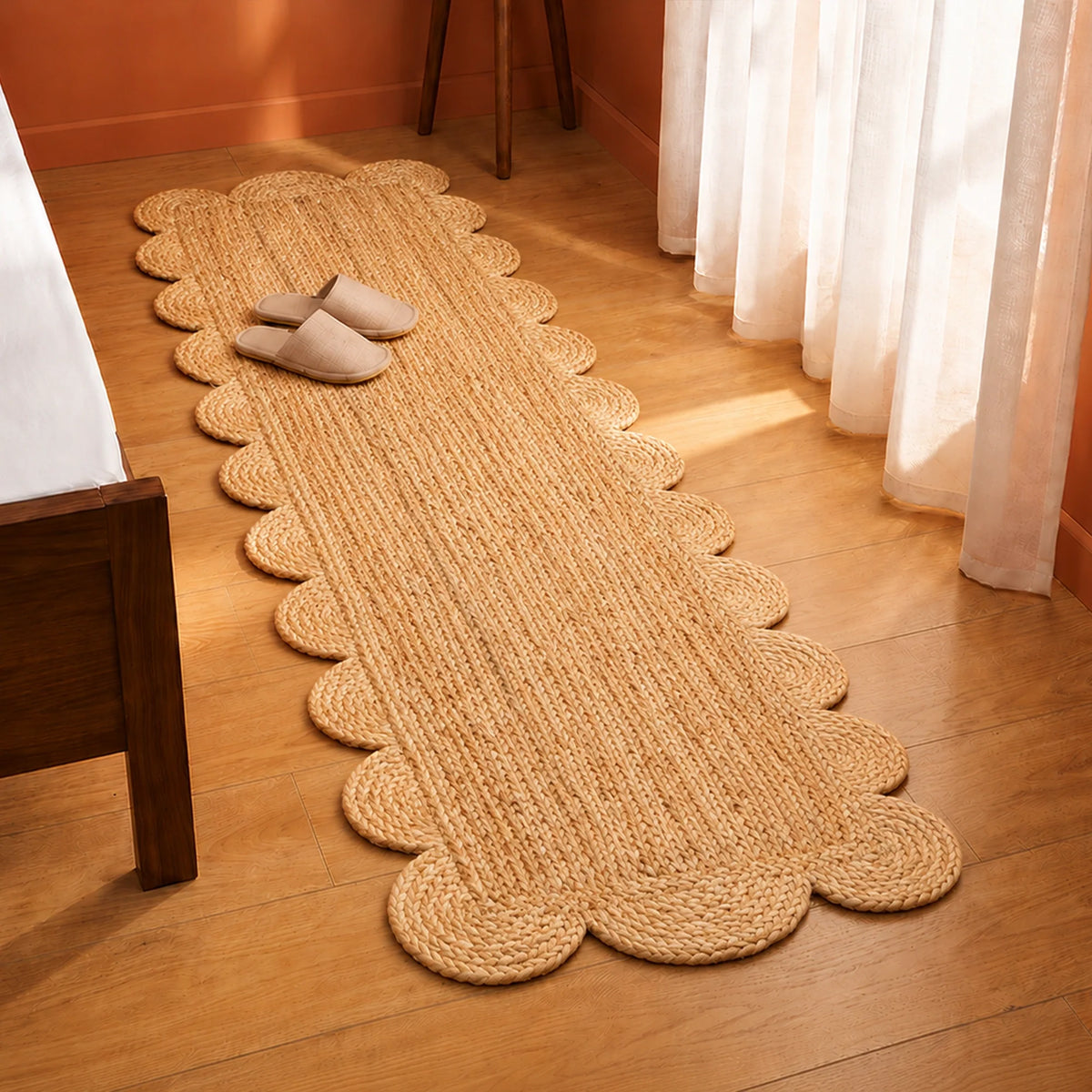Natural Scalloped Jute Area Rug - Rectangular-41