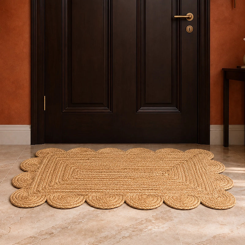 Natural Scalloped Jute Area Rug - Rectangular-2