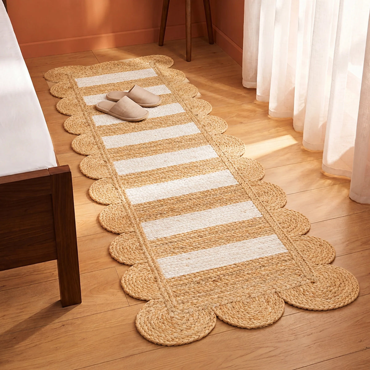 Scalloped Stripe Jute Area Rug - Rectangular-34
