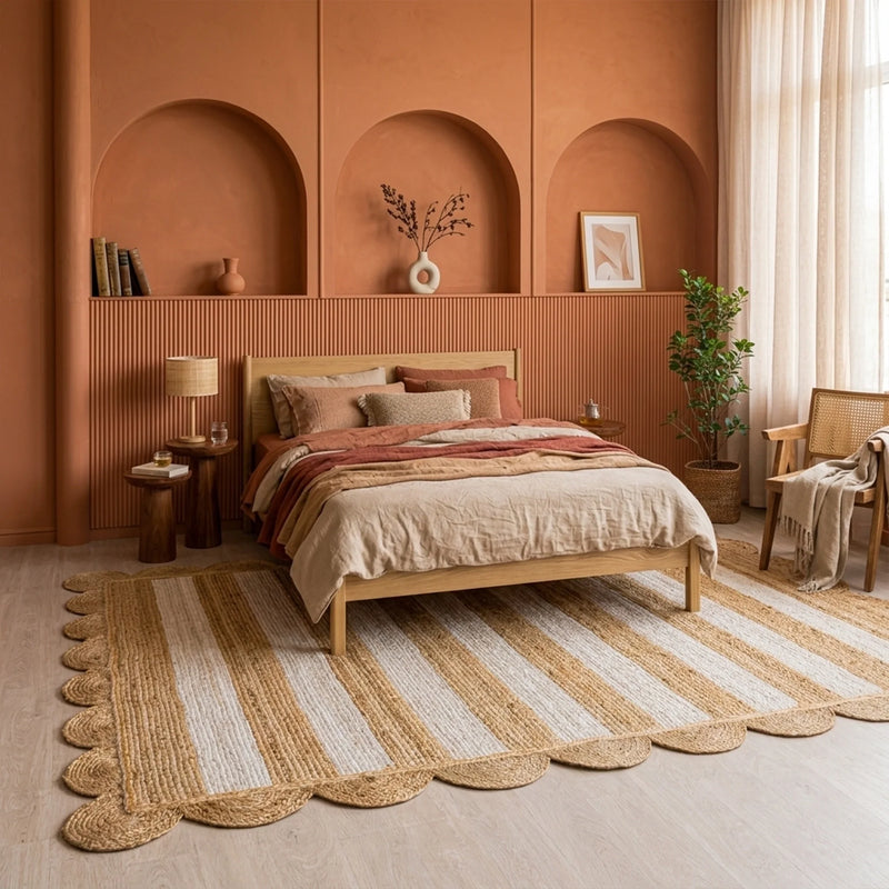 Scalloped Stripe Jute Area Rug - Rectangular-27