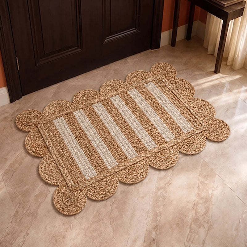 Scalloped Stripe Jute Area Rug - Rectangular-2