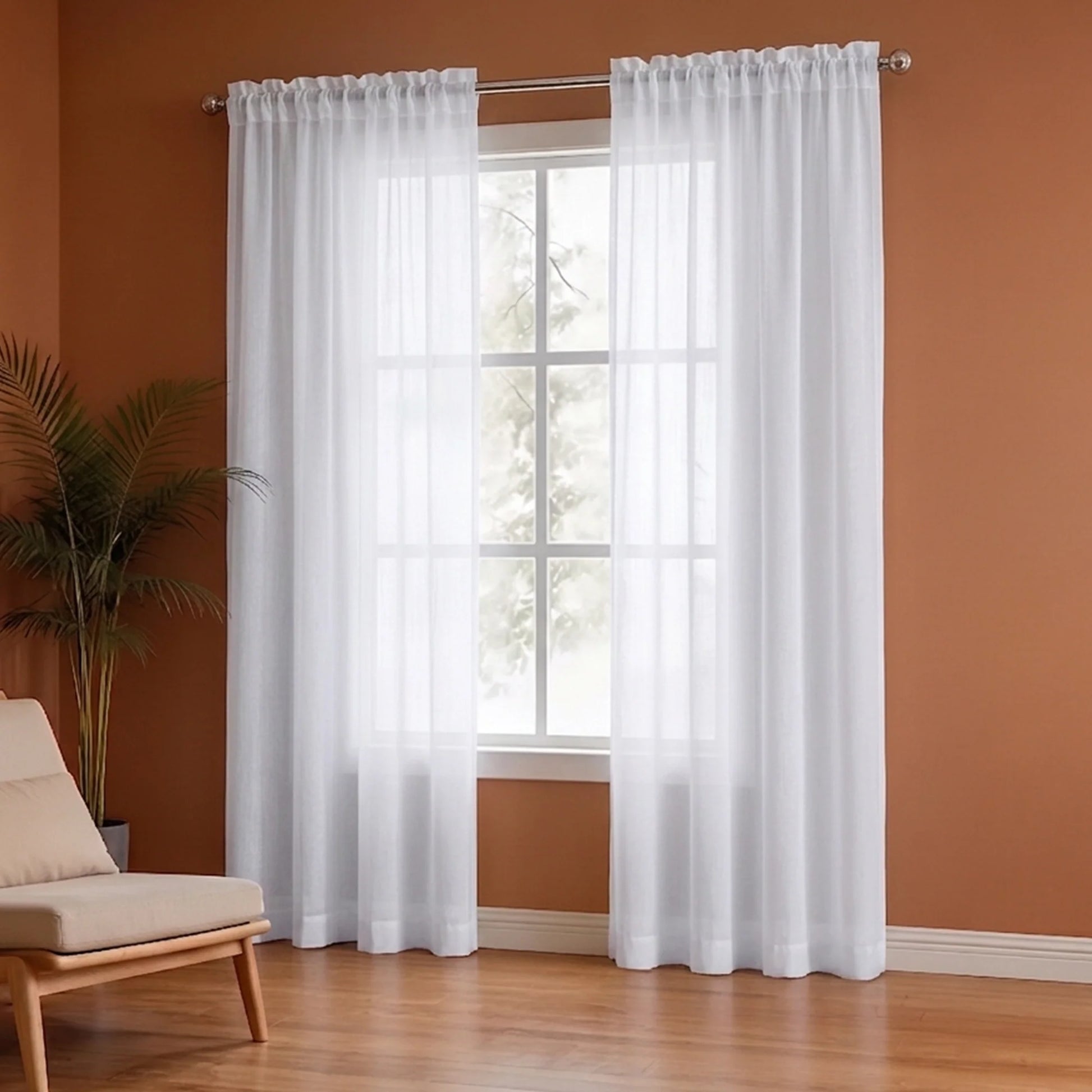 Fort Absolute - Rod Pocket White Sheer Curtain-5