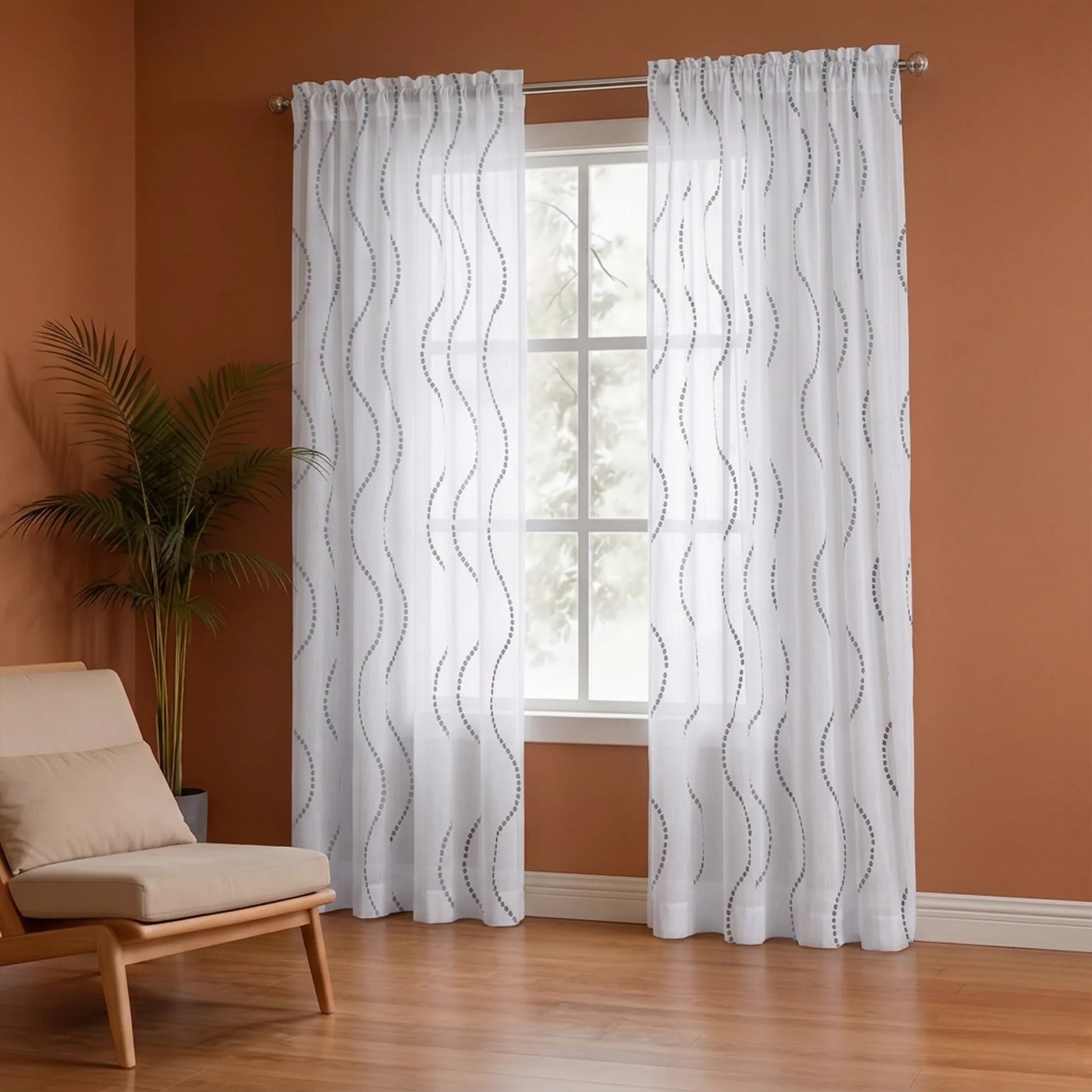Imprimer Wavy Rhythm - Sheer Curtain Rod Pocket-5