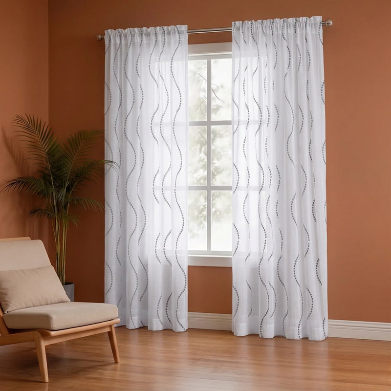 Imprimer Wavy Rhythm - Sheer Curtain Rod Pocket-5