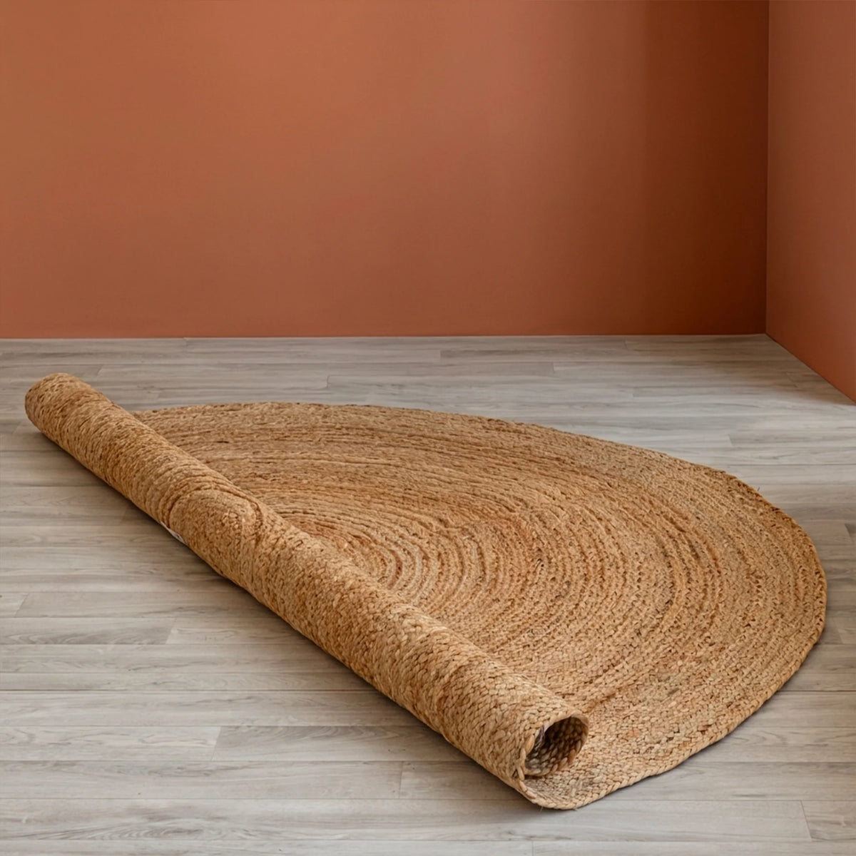 Solid Braided Jute Area Rug - Round-13